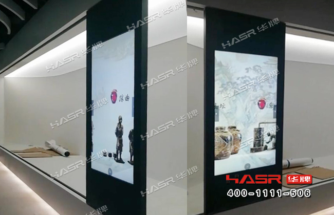 华牌70寸滑轨屏透明屏应用于西安研究所多媒体展厅